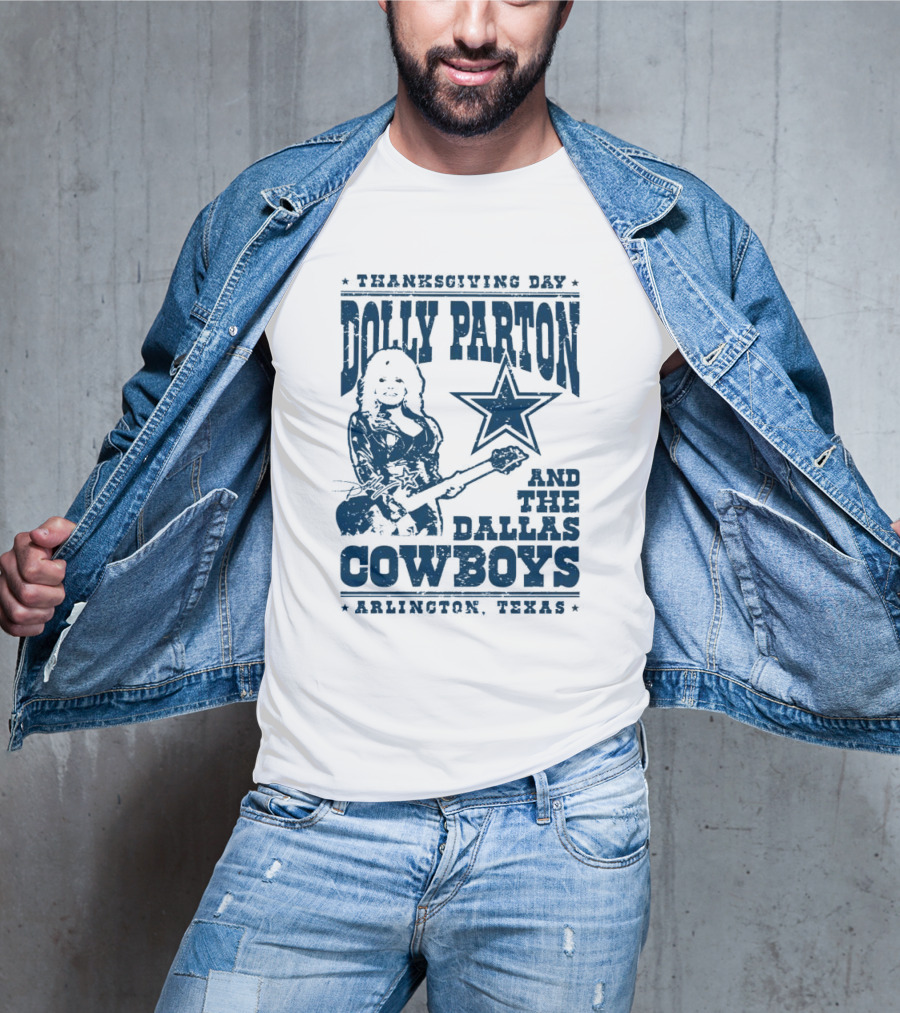 Thanksgiving Day Dolly Parton And The Dallas Cowboys Arlington Texas Star Guitar T-Shirt