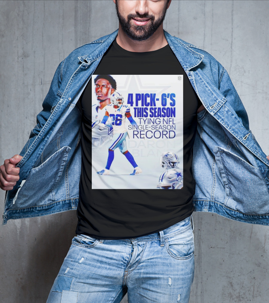 DaRon Bland 4 Pick-6's Tying NFL Single-Season Record Cowboys T-Shirt