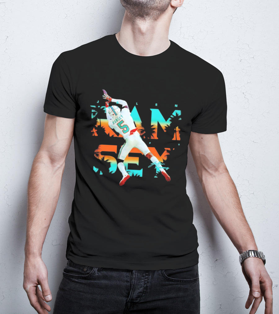 Jalen Ramsey Dolphins Interception Palm Sunset T-Shirt