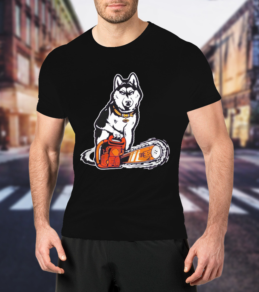 Washington Huskies Beaver Buster Chainsaw Dog T-Shirt