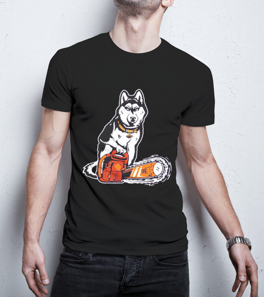 Washington Huskies Beaver Buster Chainsaw Dog T-Shirt