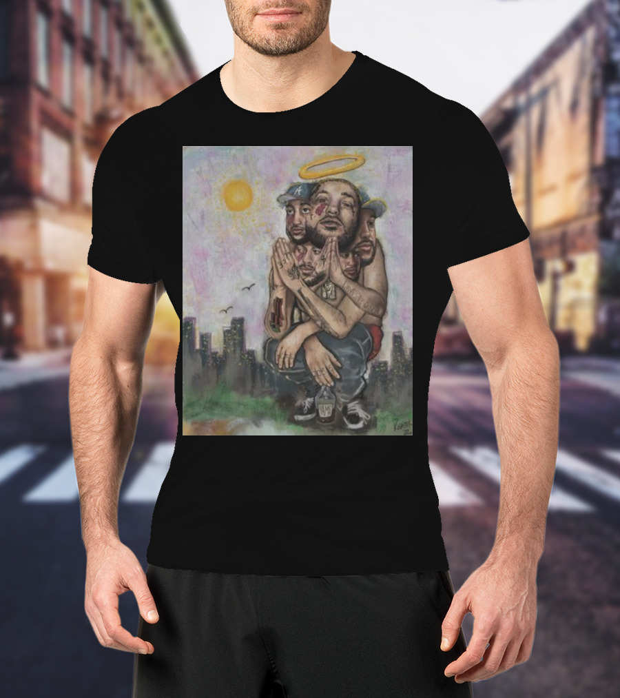 Yams Art Paint Angel Halo Cityscape Urban Vibes T-Shirt