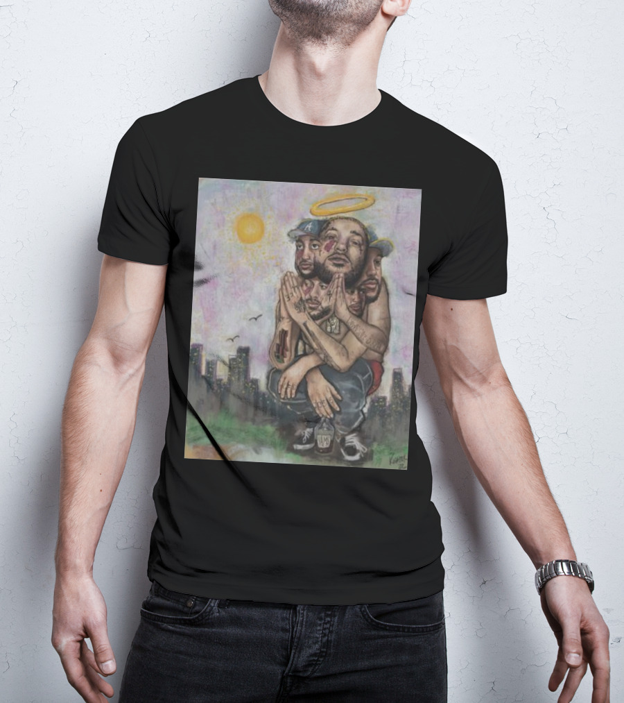 Yams Art Paint Angel Halo Cityscape Urban Vibes T-Shirt