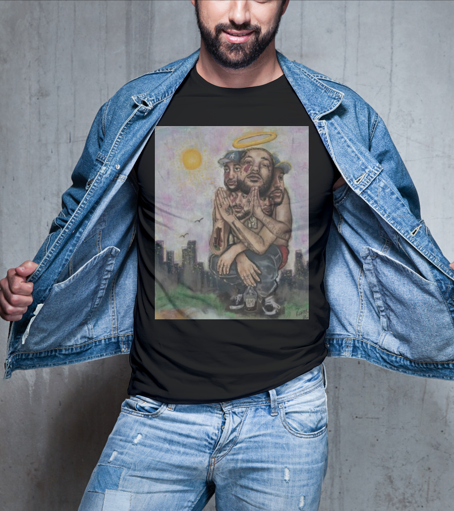 Yams Art Paint Angel Halo Cityscape Urban Vibes T-Shirt