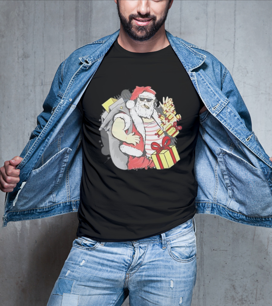 Santa Claus Cool Christmas Peace Sign Holiday Delivery T-Shirt
