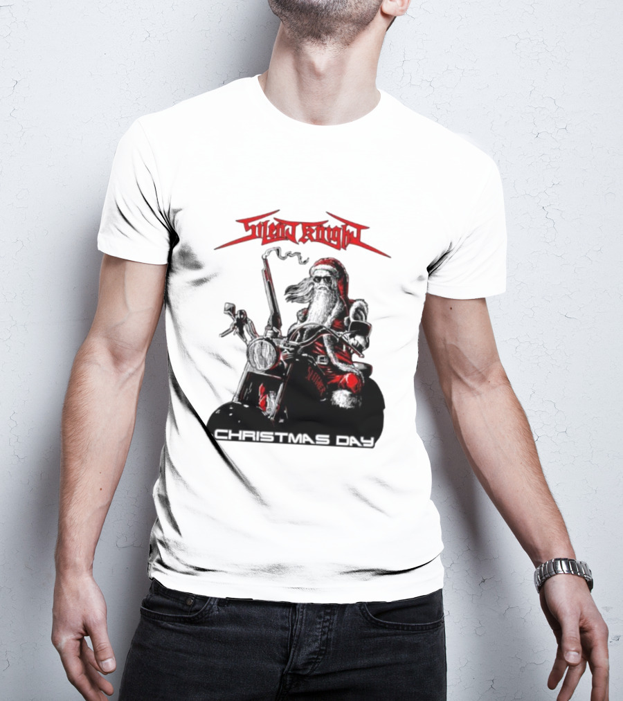 Silent Knight Santa Riding Motorcycle Christmas Day T-Shirt