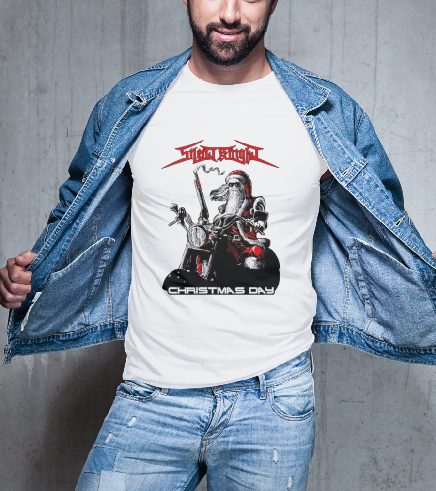 Silent Knight Santa Riding Motorcycle Christmas Day T-Shirt