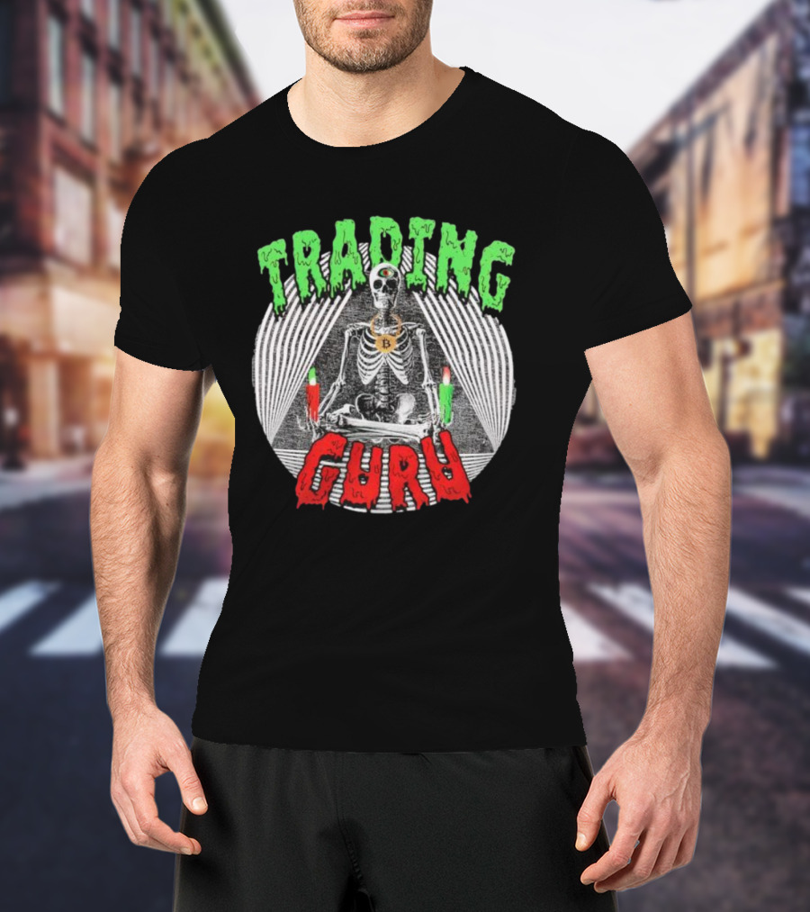 Trading Guru Skeleton Cryptocurrency Candles T-Shirt