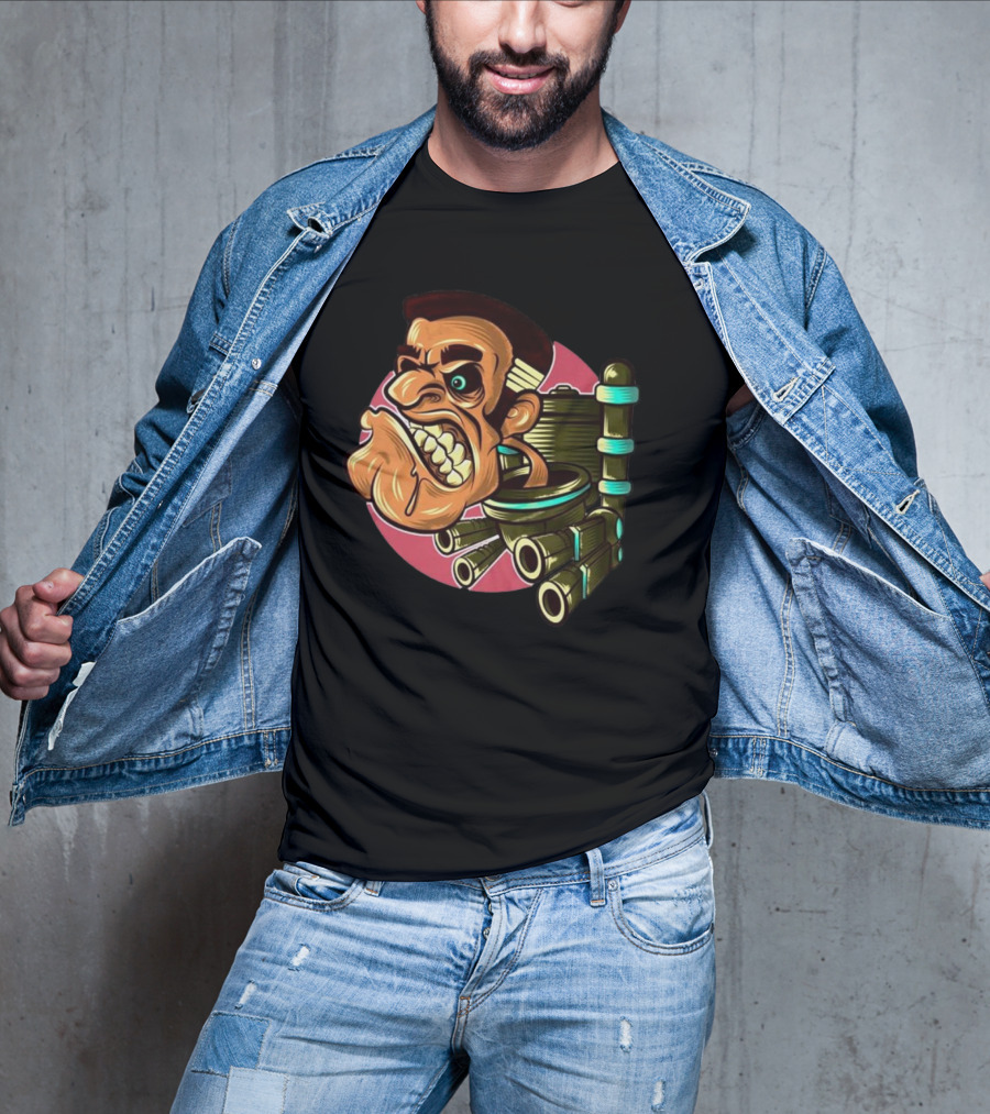 Skibidi Toilet Meme Angry Gritty Face T-Shirt
