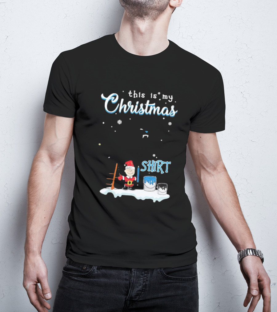 Snoopy And Charlie Brown This Is My Christmas Carolina Panthers T-Shirt