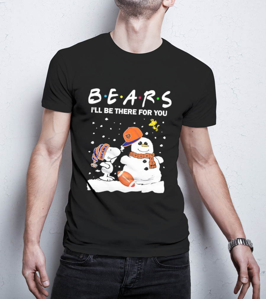 Snoopy And Snowman Chicago Bears I'll Be There For You Christmas Football T-Shirt