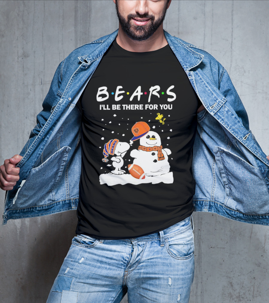 Snoopy And Snowman Chicago Bears I'll Be There For You Christmas Football T-Shirt
