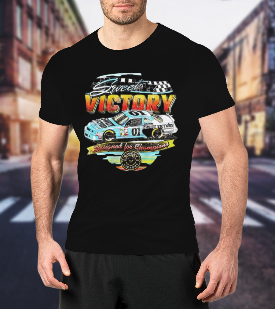 Sweet Victory Racing 01 Designed For Champions Checkered Flag T-Shirt
