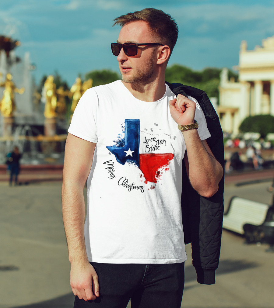 Texas Flag Lone Star State Merry Christmas T-Shirt
