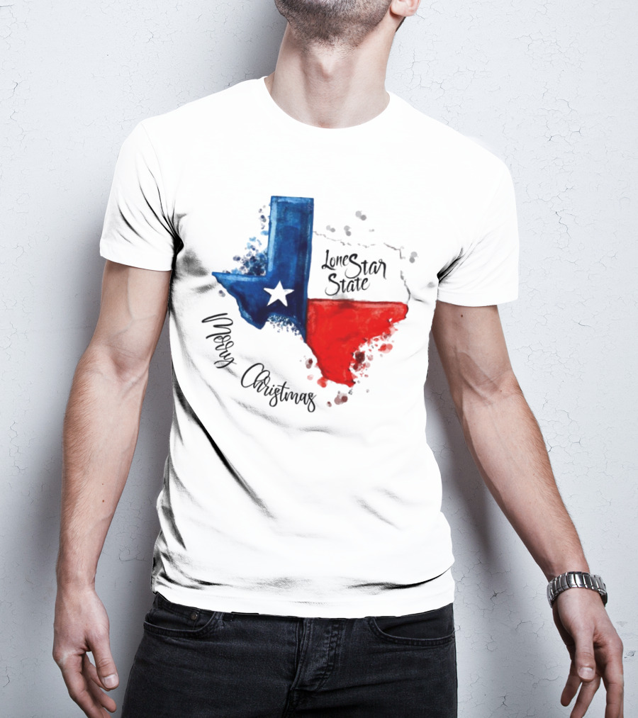 Texas Flag Lone Star State Merry Christmas T-Shirt