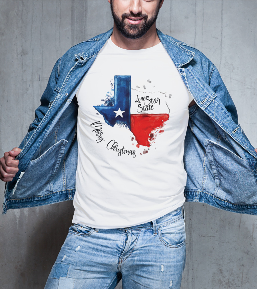 Texas Flag Lone Star State Merry Christmas T-Shirt