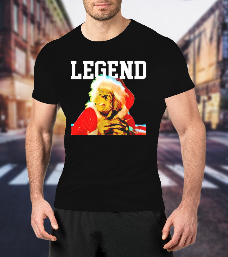 Grinch In Santa Outfit With Legend Text Christmas T-Shirt