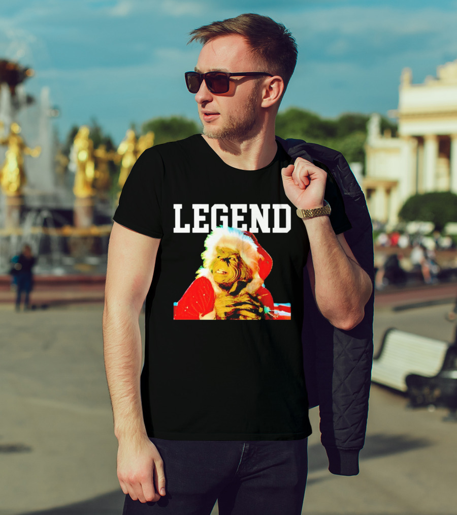 Grinch In Santa Outfit With Legend Text Christmas T-Shirt