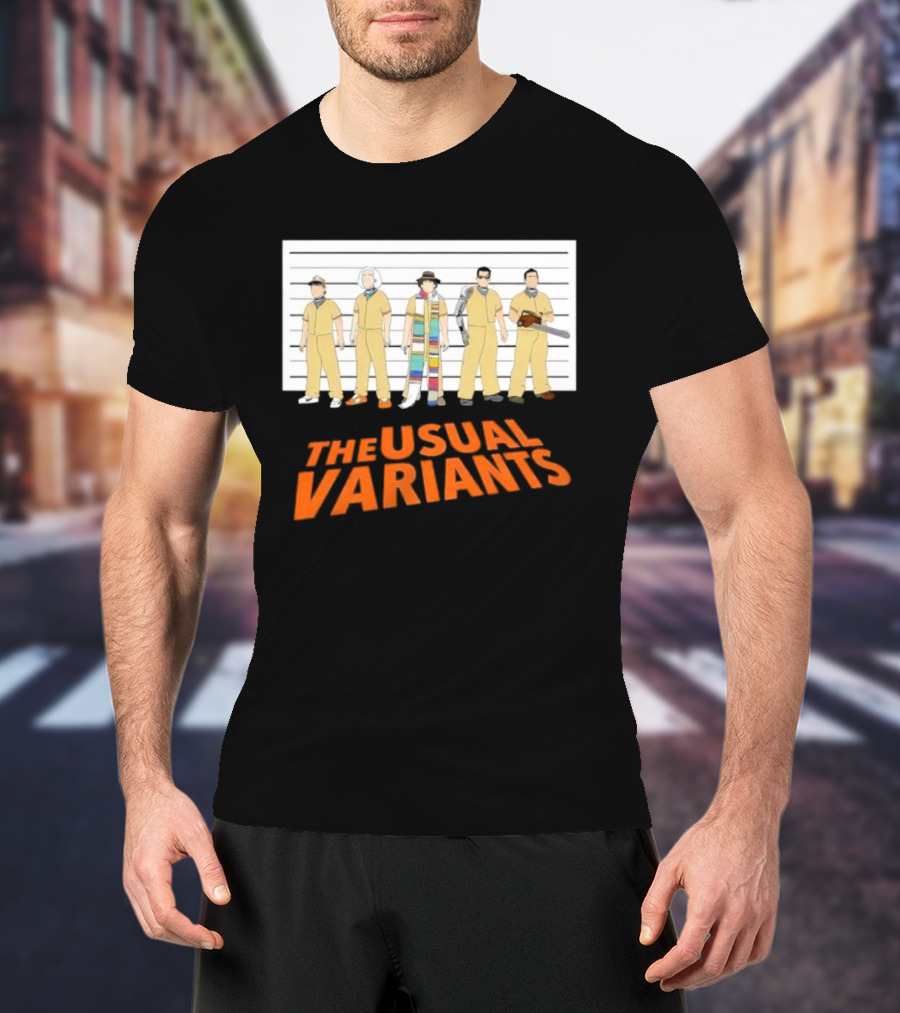 The Usual Variants Parody Featuring Sci-Fi Time Travel Characters In Lineup T-Shirt