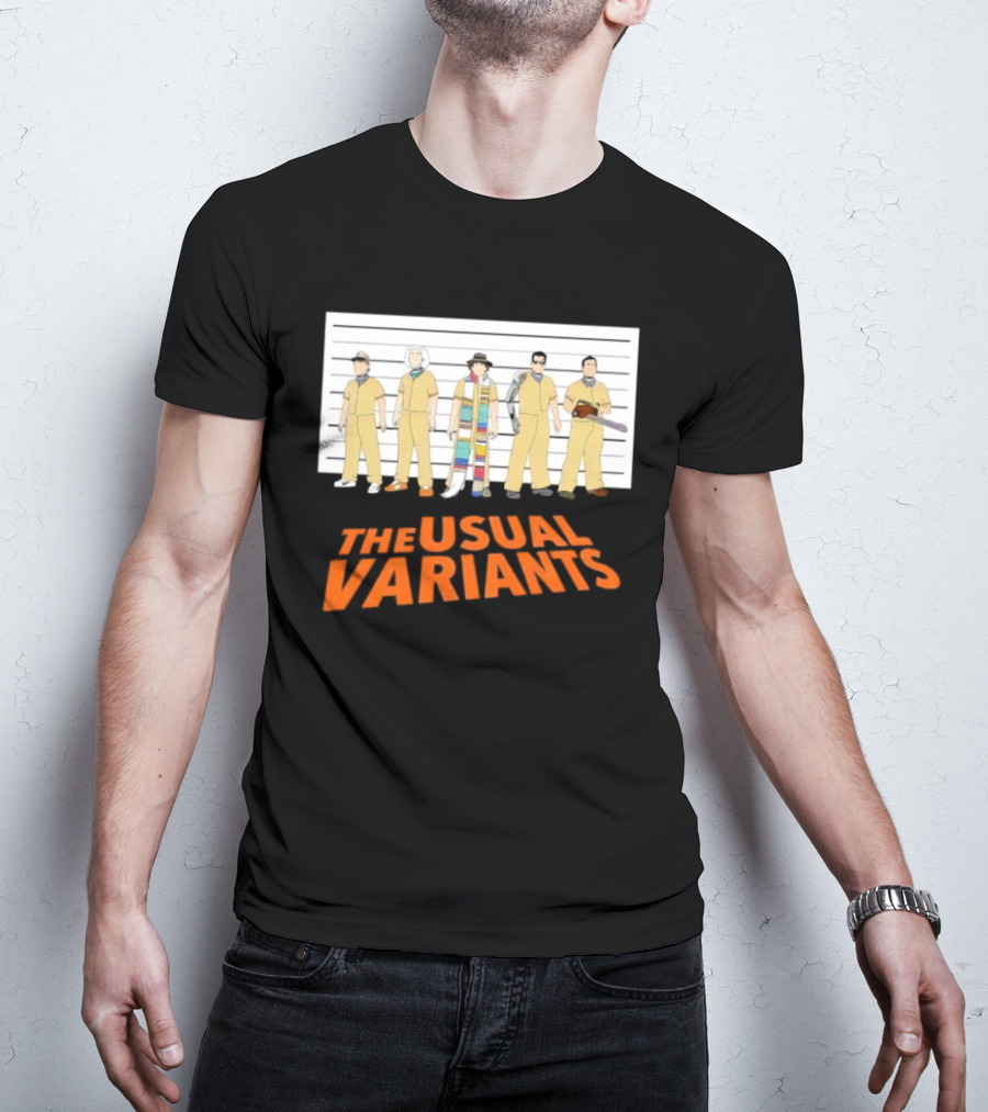 The Usual Variants Parody Featuring Sci-Fi Time Travel Characters In Lineup T-Shirt