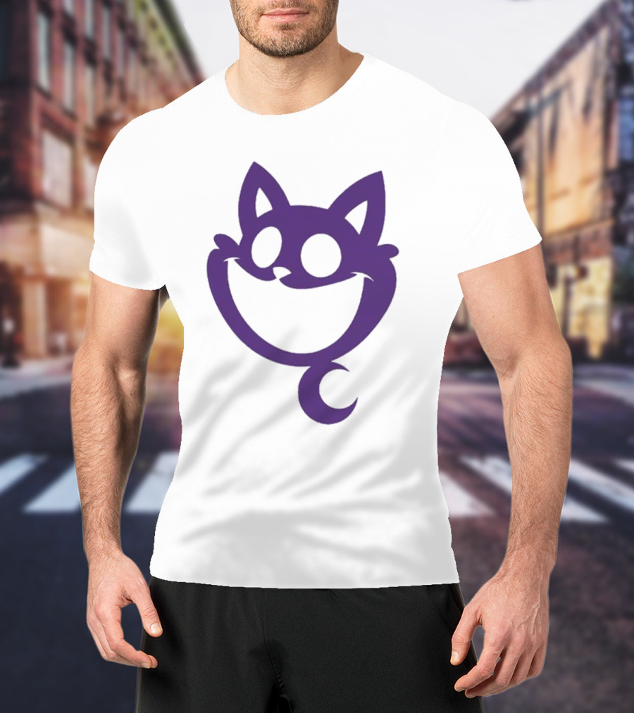 Cheshire Cat Purple Silhouette Face Design Catnap Face T-Shirt