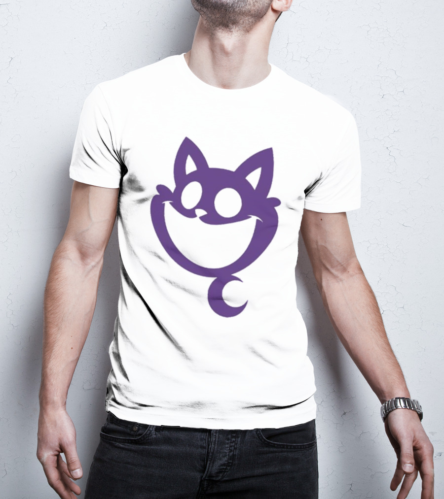 Cheshire Cat Purple Silhouette Face Design Catnap Face T-Shirt