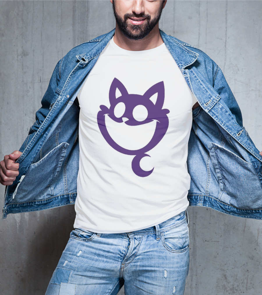 Cheshire Cat Purple Silhouette Face Design Catnap Face T-Shirt