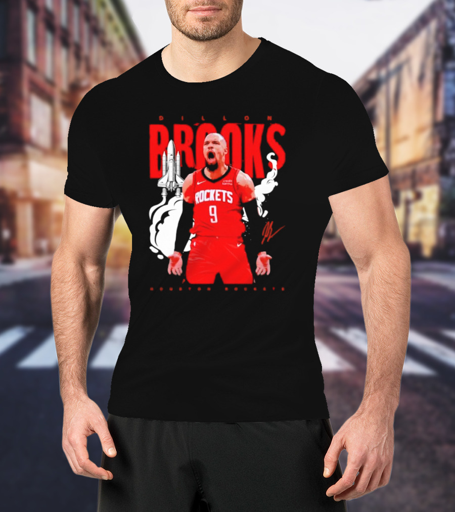 Dillon Brooks Rockets 9 Signature Houston Space T-Shirt