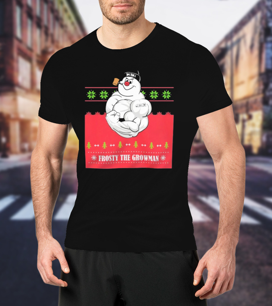 Frosty The Growman Christmas Bodybuilder Snowman T-Shirt