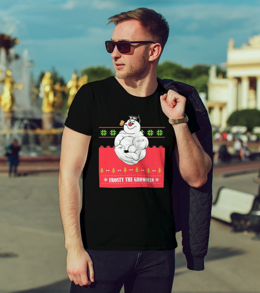 Frosty The Growman Christmas Bodybuilder Snowman T-Shirt