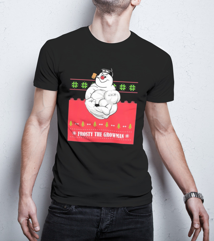 Frosty The Growman Christmas Bodybuilder Snowman T-Shirt