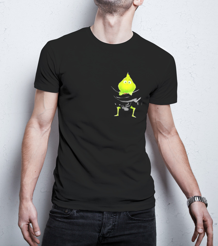 Grinch Peeking From Pocket T-Shirt