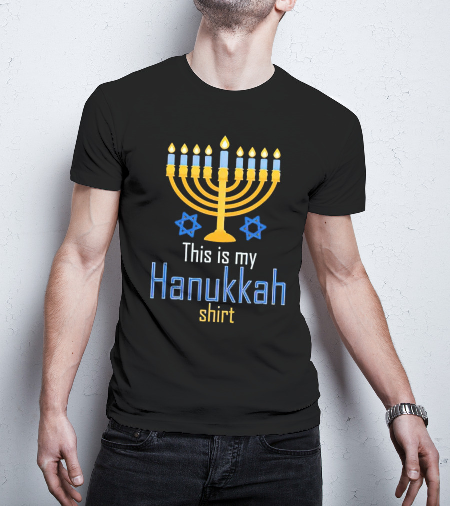 This Is My Hanukkah Shirt Menorah And Stars T-Shirt