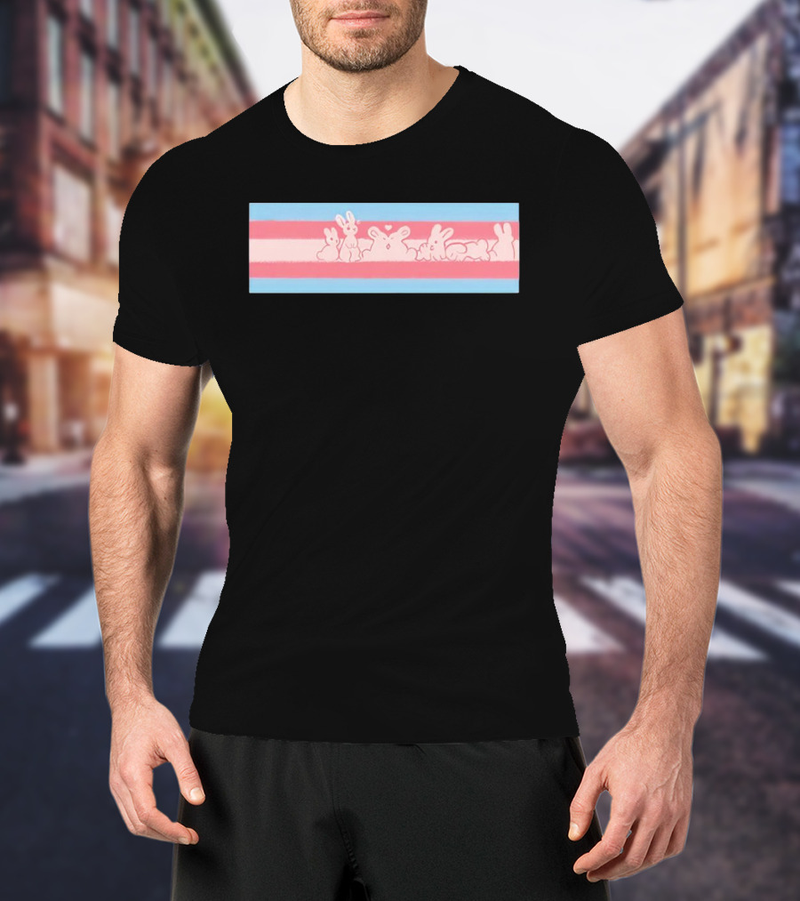 Trans Flag Bunny Band Stripes T-Shirt