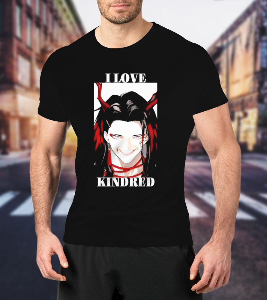 I Love Kindred Vox Akuma Demon Aesthetic Bold Black Red White T-Shirt