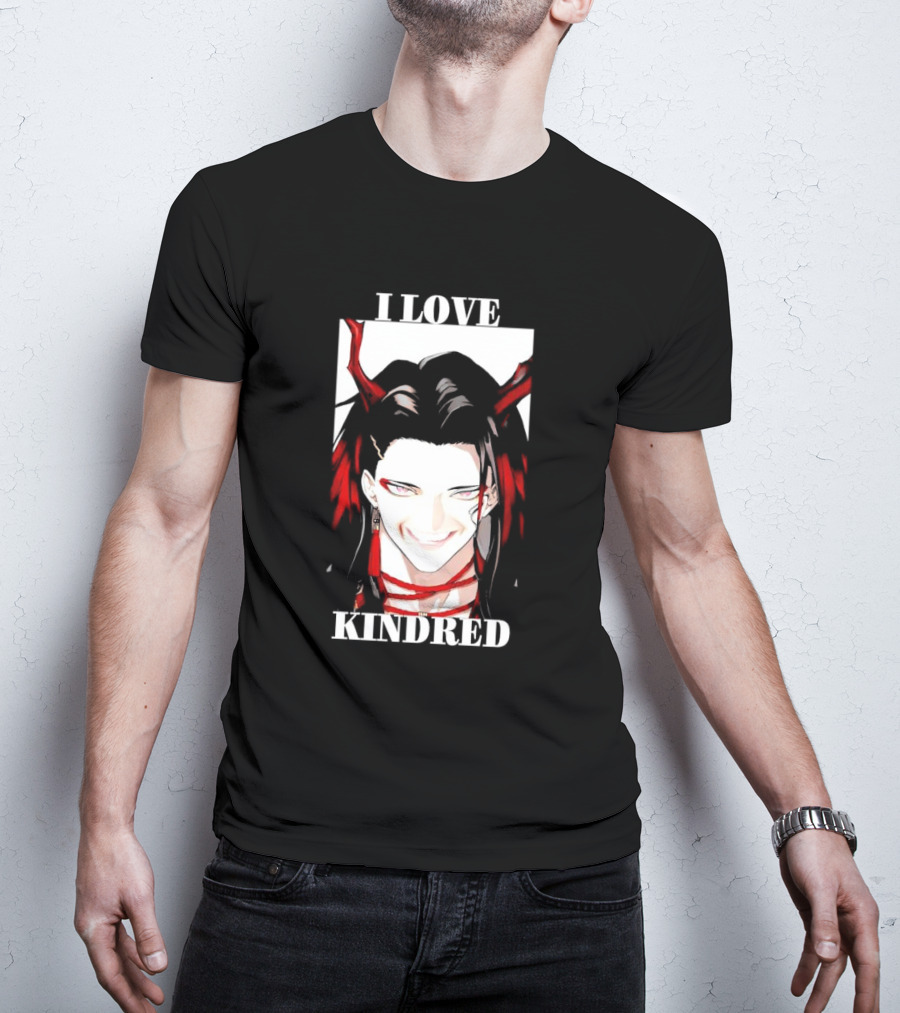 I Love Kindred Vox Akuma Demon Aesthetic Bold Black Red White T-Shirt
