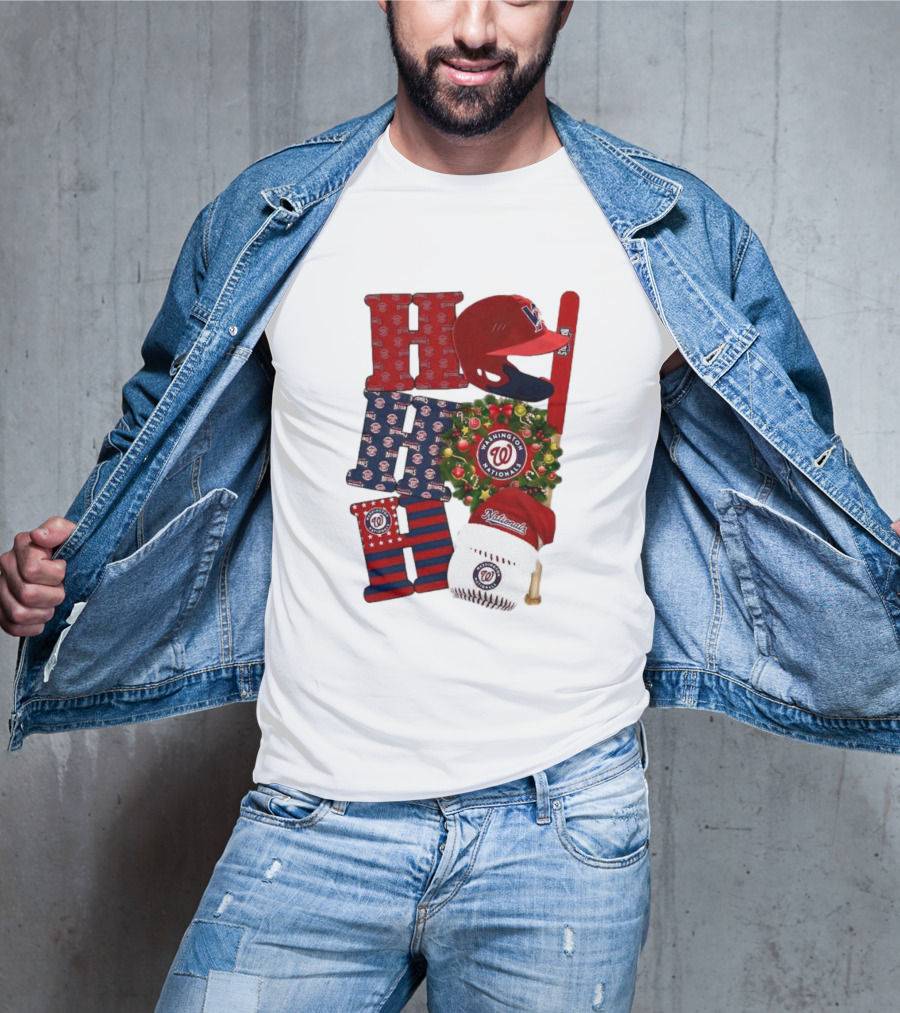 Washington Nationals Ho Ho Ho Merry Christmas Baseball Festive T-Shirt