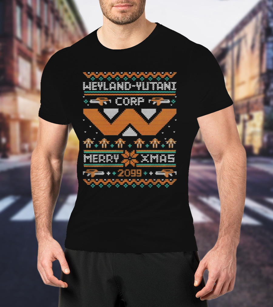 Weyland-Yutani Corp Merry Xmas 2099 Alien Themed Ugly Christmas T-Shirt