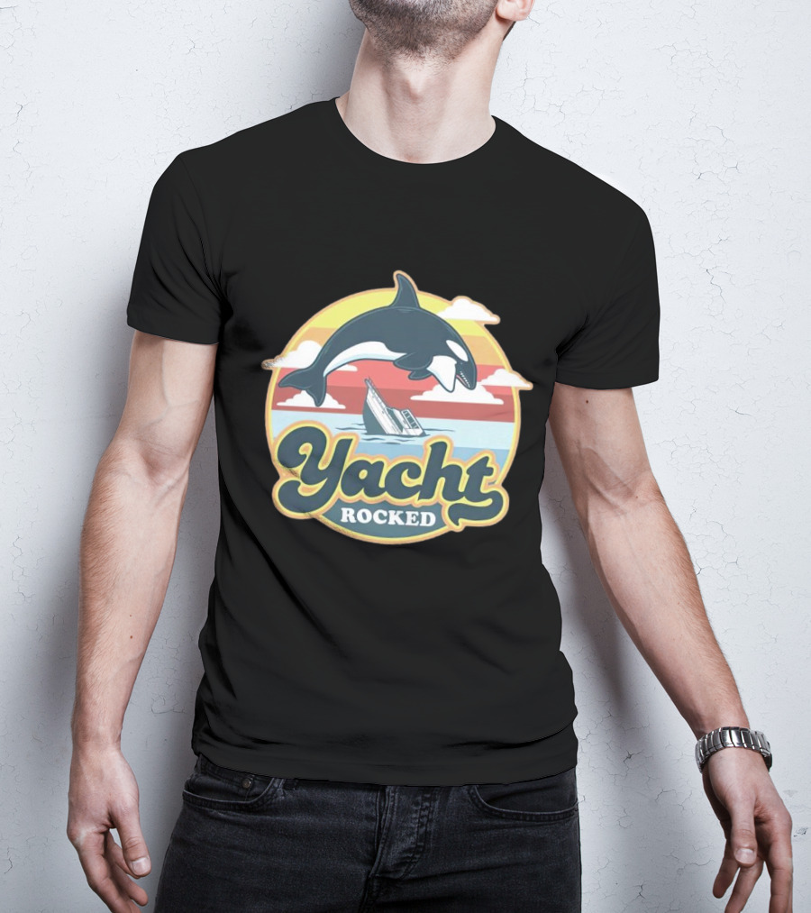 Yacht Rocked Whale Ocean Scene T-Shirt