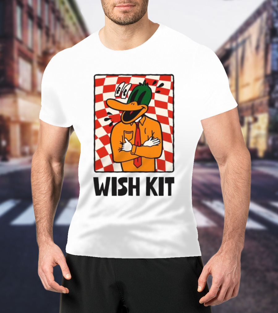 WISH KIT DUCK CHECKERED EYE POPPING CARTOON T-Shirt