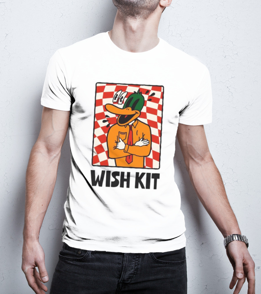 WISH KIT DUCK CHECKERED EYE POPPING CARTOON T-Shirt
