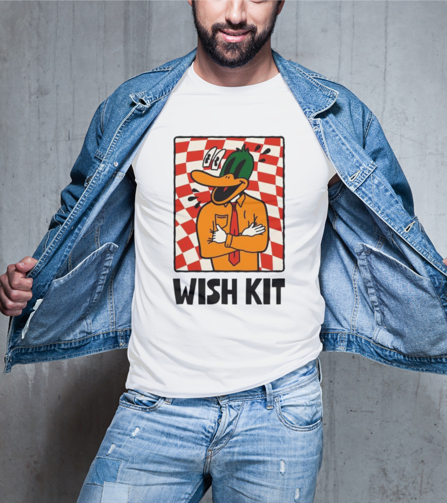 WISH KIT DUCK CHECKERED EYE POPPING CARTOON T-Shirt