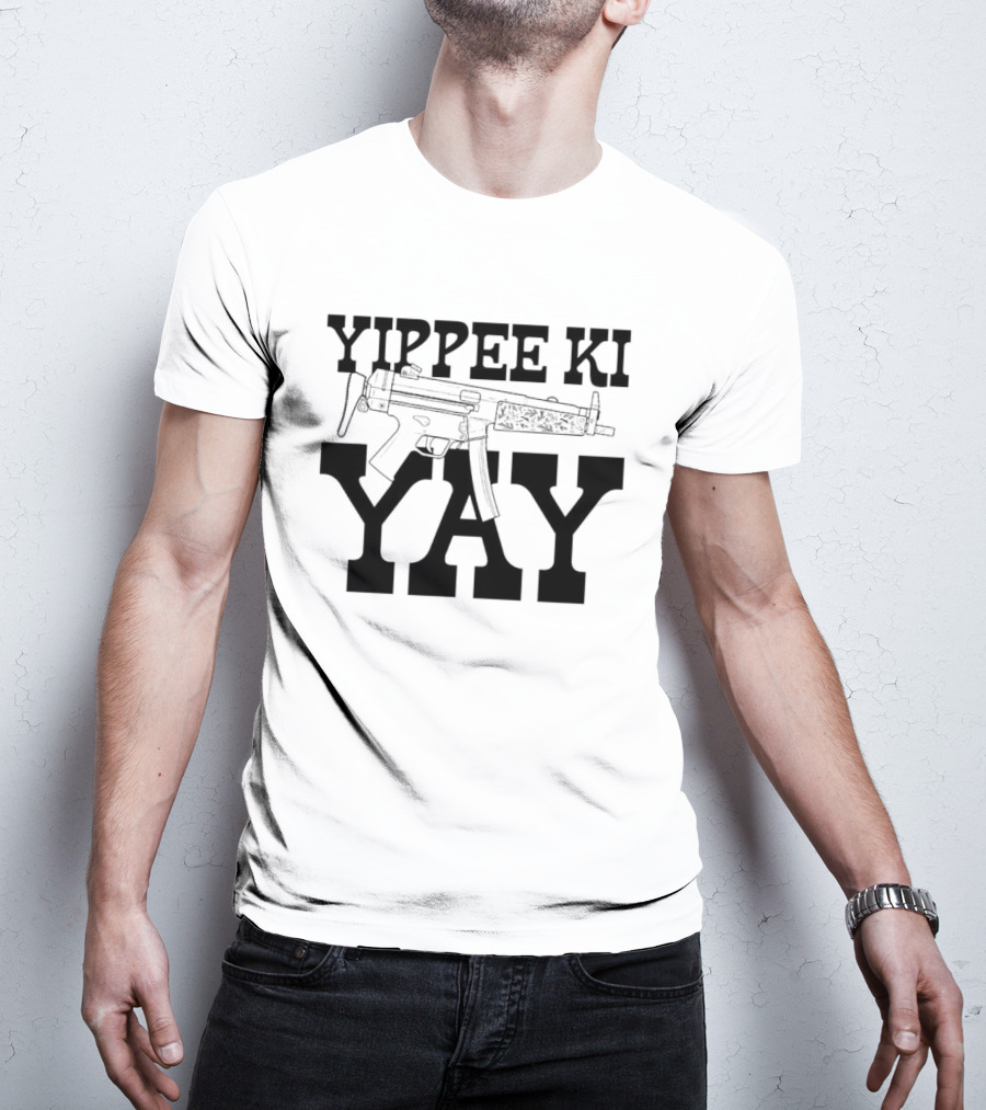 Yippee Ki Yay Retro Action Phrase With Gun T-Shirt