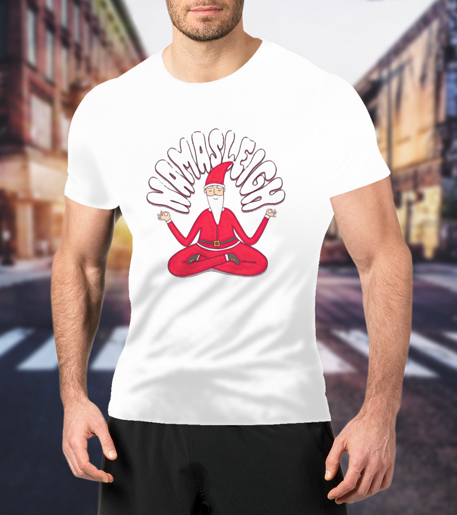 Santa Claus Namasleigh Christmas Santa Meditation Holiday T-Shirt