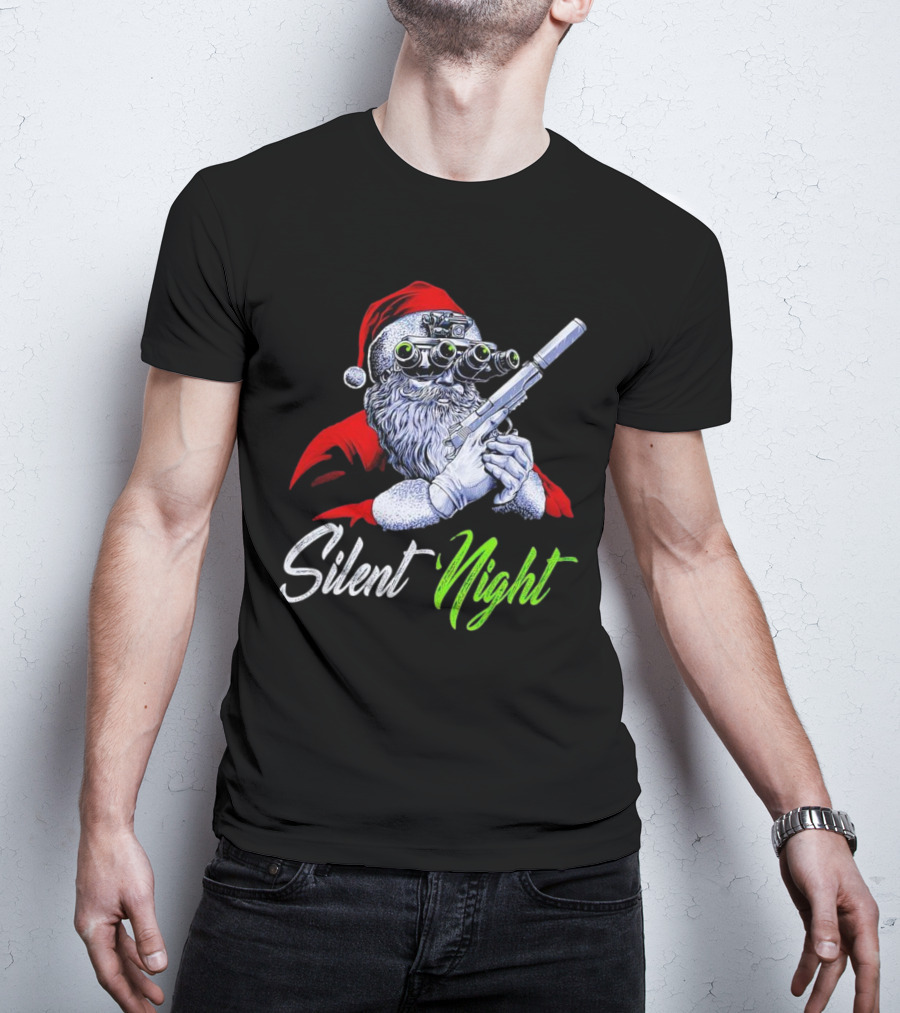 Silent Night Santa Claus With Night Vision And Rifle T-Shirt