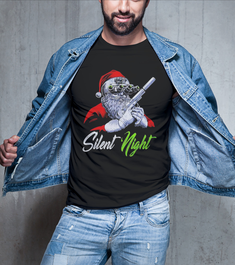 Silent Night Santa Claus With Night Vision And Rifle T-Shirt