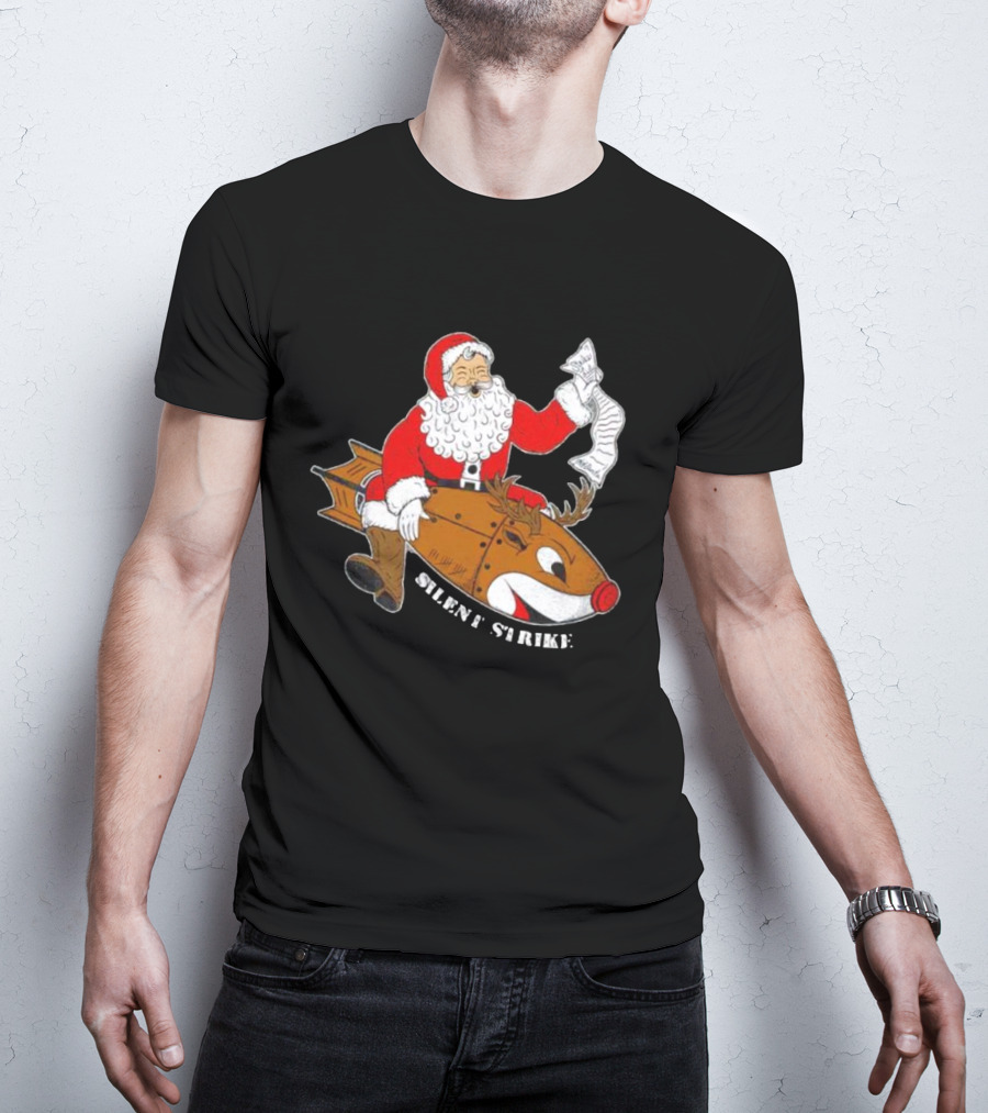 Silent Strike Santa Claus Riding Reindeer Rocket T-Shirt