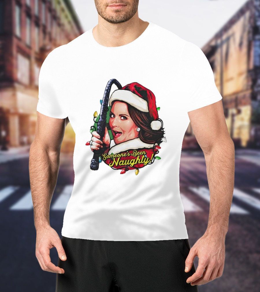 Santa Karen Walker Someone's Been Naughty Christmas Lights Whip T-Shirt