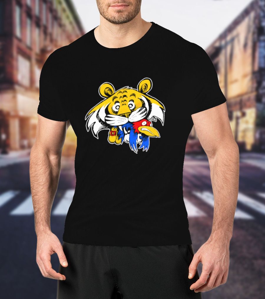 Scott Schmidt Tiger Snack Cartoon Tiger Eating Cereal Box T-Shirt