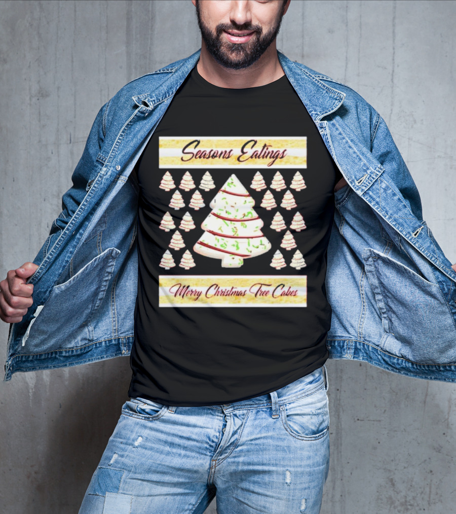 Seasons Eatings Merry Christmas Tree Cakes With Festive Tree T-Shirt